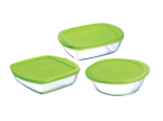 Pyrex ahjuvorm rohelise plastkaanega 1,1 L
