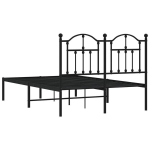 vidaXL metallist voodiraam peatsiga, must, 120x190 cm