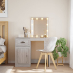 vidaXL LED-valgustusega tualettlaud, hall Sonoma tamm, 90x42x132,5 cm