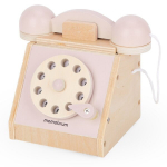 Puidust retro telefon, pastellroosa