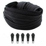 Komplektis 5 m spiraal t&otilde;mblukk Nr.5 (6 mm) linti ja 5 tk. kelgud, must