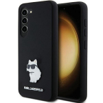 Samsung Galaxy S23 - must Karl Lagerfeldi silikoonist Choupette Metal Pin kaitse&uuml;mbris