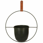 Metallist riputatav lille- ja maitsetaimepott 30 cm Metallist riputatav lille- ja maitsetaimepott koju ja aeda, &uuml;mmarguse servaga ja nahast riputusrihmaga, l&auml;bim&otilde;&otilde;t 30 cm ja poti m&otilde;&otilde;tmed: 15x14 cm