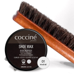 V&auml;rvitu nahast toodete kingakreem - Coccine Shoe Wax, 40 g + Poleerimishari naturaalsete hobusej&otilde;hvidega, 16 cm