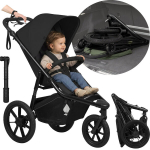 Kergk&auml;ru kuni 22 kg, 3 &otilde;hkkummiratast, vedrustus, k&auml;sipidur, lamav asend, XXL varikatus &ndash; Lionelo Azura Black Onyx
