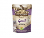 Carnilove Quail Dandelion Sterilized teraviljavaba m&auml;rgtoit steriliseeritud kassidele, 85 g x 12