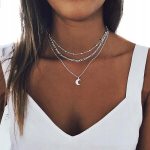 CHOKER KAELAKEE PIDULIK PIKK BOHO H&Otilde;BEDANE 26 26, CHOKER KAROLIAI &Scaron;VENTINIS ILGAS BOHO SIDABRAS 26