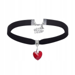 CHOKER CLASSIC K&Auml;SIPAIGALDUS CIRCLE HEART PENDANT Gooti PUNANE CH16, CHOKER CLASSIC HANDSHIFT su žiedo &scaron;irdelės pakabuku Gotikinė raudona