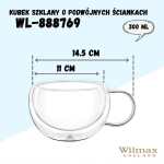 Wilmax tassikomplekt, 2 tk, Termo stikliniai puodeliai 300ml COFFEE LATTE CAPUCCINO TEA Wilmax 2vnt.