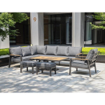 Aiam&ouml;&ouml;blikomplekt Home4You Parker, 5-osaline, hall, 9 istekohta, pol&uuml;ester