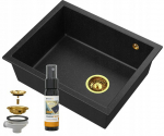 Granite sink Granitan Salix black gold flecks siphon impregnator set