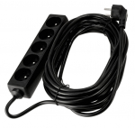 Pikenduskaabel 10m, 5 x 230V pistikupesa, must