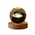 GLASS BALL NIGHT LIGHT 6cm USB toiteallikaga Laste toas Galaxy