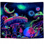 UV FLUORESTSENTNE PILDI SEINDEKORATSIOON GOBELIN ODBLASK 150x150cm Seened, UV FLUORESCENTINIS VAIZDAS SENŲ DEKORACIJA GOBELINAS ODBLASK 150x150cm Grybai