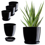 3x lillepott 16cm kate koos alusega must