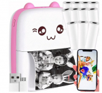 MS-01 Miniprinter Cat Pink ja 11 rulli tr&uuml;kipaberit