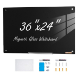 Suur magnetiline klaastahvel &ndash; 90 x 60 cm, must, raamita, ideaalne kontorisse ja klassiruumi