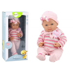 Lean Toys beebinukk triibulise roosa kampsuniga