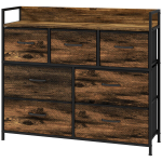 Kummut, sidekapp 7 kangast sahtliga, t&ouml;&ouml;stuslik disain, terasraam, 98x29x85cm, pruun/must
