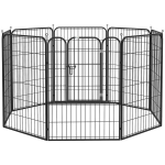 PawHut kutsika jooksu v&auml;litingimustes m&auml;ngukastis lemmikloomadele m&auml;ngukastis koera tara kohandatav kuju uksega metall 79x100cm must