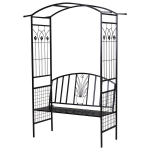 Outsunny istutuskaar koos pingiga pingi kaarkaar trellis trellis aed kaarekatusega metallist must 154 x 60 x 205 cm