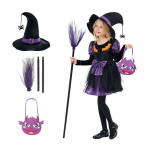 Laste kost&uuml;&uuml;m Witch, must/lilla