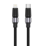 Jellico B26 Kootud Puuvill iPhone & iPad USB-C to Lightning Andmete & Kiire PD 30W Laadimisjunk 1m Must