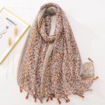 (xB434-02) Prinditud pehme linane puuvillane sall Naiste luksuslik Premium Foulard Femme pikad v&auml;rsked lillelised tutisallid Sallid Echarpe, xB434-02