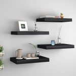Seinariiulid VidaXL, 4 tk., 40x23x3.8 cm, must
