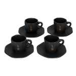 Bialetti Elegance - 4 musta ja vasest tasside ja taldrikutega komplekt