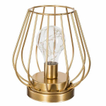 LED-juhtmelamp koos pirniga 17 cm Kuldv&auml;rvi metallist, moodne geomeetriline kuju, patareiga t&ouml;&ouml;tav