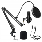 Diealles shine pc podcast mikrofon 192khz 24bit koos statiivi ja popfiltriga