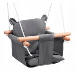 Skandinaavia kiik laste puidust karu k&otilde;rvadega pehme kinnitusega