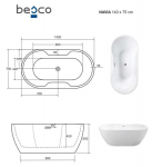 Vann Besco Navia, 140 x 75 cm, valgete katetega