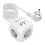 Pikendusjuhe valgustatud l&uuml;litiga Qoltec 3x AC 2x USB 1x USB-C PD 20W, 2 m