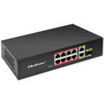 Qoltec 11 Ports Fast Ethernet Unmanaged PoE Switch 8 PoE Ports 120 W with 2 Gigabit RJ45 Uplink and 1 SFP 52297
