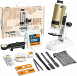 Mikroskoop lastele digitaalne hariduslik Led valgustus kuldne reguleeritav