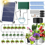 Onherm 10 W p&auml;ikeseenergial t&ouml;&ouml;tav kastmiss&uuml;steem aeda, 50 m voolik 1&ndash;50 potitaime jaoks, automaatne kastmiss&uuml;steem taimeriga aeda, r&otilde;dule, kasvuhoonesse ja v&auml;listingimustes olevatele potitaimedele