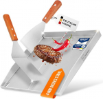 Simposa grillplaat/plancha, valmistatud tugevast ja roostekindlast 4 mm v2a roostevabast terasest [40 x 40 x 4 cm] koos vaheseinaga, sealhulgas 2 x grillilabidad puidust k&auml;epidemega - ideaalne grillikomplekt puhtuse ja