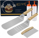 Plancha spaatel, plancha grilli spaatlite komplekt, roostevabast terasest grillin&otilde;ude komplekt, plancha tarvikud plancha grillplaadile, kingitused meestele