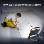 Ouside 100 w led ehitusprožektor statiivi ja 4 m kaabliga, ip66 veekindel t&ouml;&ouml;valgusti schuko pistiku ja l&uuml;litiga kodu renoveerimiseks, t&ouml;&ouml;koja jaoks, ehitusplatsile, 6500 k, 10 000 luumenit