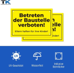 Betreten der Baustelle verboten sildid - silt vanemad vastutavad oma laste eest - pvc k&otilde;va vahtplaat (30 x 20 cm) (2)