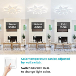 Lanmorn led-laevalgusti elutuppa, modernne, 75 cm lillekujuline, elutoa lamp, laevalgusti, modernne led, dimmerdatav, elegantsed valged laelambid, suured, kaugjuhtimispuldiga