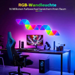 Ourleeme rgb paneel 12 kolmnurkset m&auml;nguseina valgustit kaugjuhtimispuldiga, nutikad seinavalgustid diy kombineeritavad valgusribad, muusika s&uuml;nkroonimise rakenduse juhtpaneel j&otilde;ulude m&auml;ngutoa kaunistamiseks