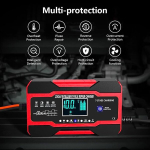 Aibeau akulaadija autole, 8a / 24v akulaadija lcd-ekraaniga, mitmekordne kaitse autoakule, mootorrattale, muruniidukile v&otilde;i paadile, must punane