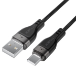 Acefast C11-04 USB-A kuni USB-C Magneetkaabel 3A Kiire Laadimine 1.2m Punutud Snap-On &Uuml;hendus Must