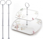 Moguri 2-osaline koogialuste komplekt h&otilde;bedane vintage metallvarras koogialus h&otilde;bedane s&uuml;nnip&auml;eva pulmatordi alus 3 tasandit, plaat ei kuulu komplekti