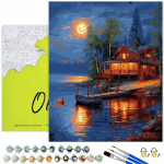 Maalid numbrite j&auml;rgi Raamil Oh Art! Maastik, Maja j&auml;rve &auml;&auml;res 40x50 cm