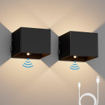 K-bright akutoitega seinavalgusti liikumisanduriga, sisetingimuste Led seinavalgusti, patareitoitega l&uuml;litiga, 5 W, Usb laetav seinavalgusti, magnetiline esikuvalgusti magamistuppa, elutuppa, treppidele (must)