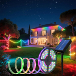 Lumtang Rgbic Bluetooth p&auml;ikese Led riba v&auml;litingimustesse, 5 m Smd 5050 Led valgustid, p&auml;ikeseenergial t&ouml;&ouml;tavad vikerkaarevalgustid, v&auml;rvi muutev Led riba, Ip67 veekindlad dekoratiivsed valgusketid &otilde;ue, puude, aia jaoks
